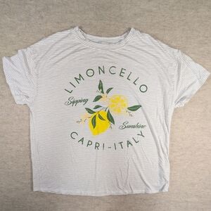 Green Envelope White Striped Tee with Lemon Graphic